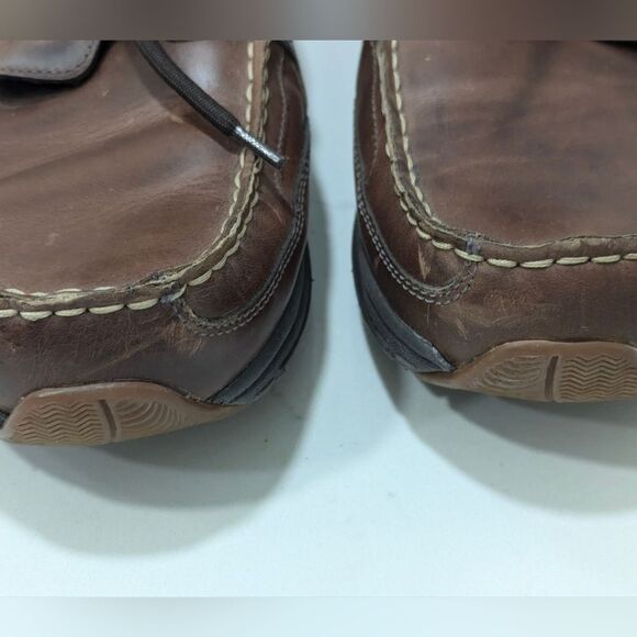Rugged Shark Pilot leather brown Men size 13 moccasin boat shoes antimicrobial - Picture 9 of 10
